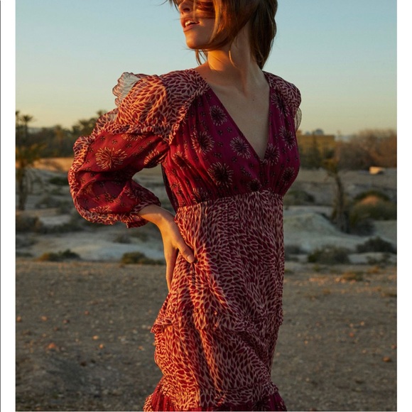 BA&SH Gypsie Mixed Print Midi Dress NWOT - Picture 3 of 7